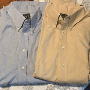 Men's  2 Button-Down Dress Shirts - Blue and Tan Jos A. Bank